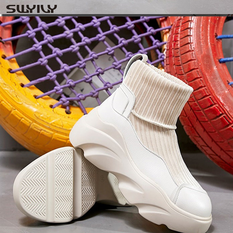 Stretch Platform Knit Stitching Sports Sock Boots