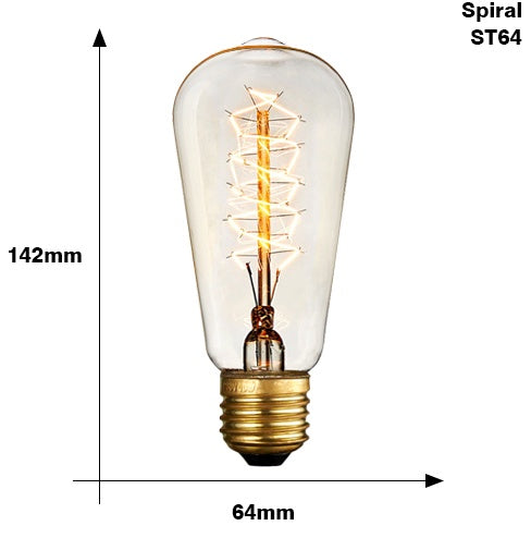 Edison Ampoule E27 220V 40W ST64 A19 T45 G80 G95 G125 À Incandescence filament ampoule éclairage Rétro Edison Lumière ampoule