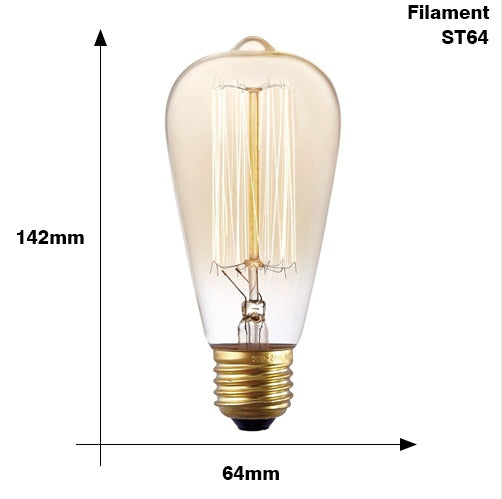 Edison Ampoule E27 220V 40W ST64 A19 T45 G80 G95 G125 À Incandescence filament ampoule éclairage Rétro Edison Lumière ampoule