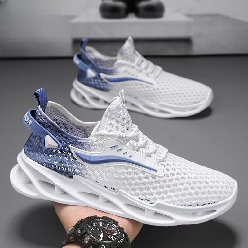 Sneakers à lacets pour hommes, chaussures de sport en maille | chaussures de course à semelle creuse